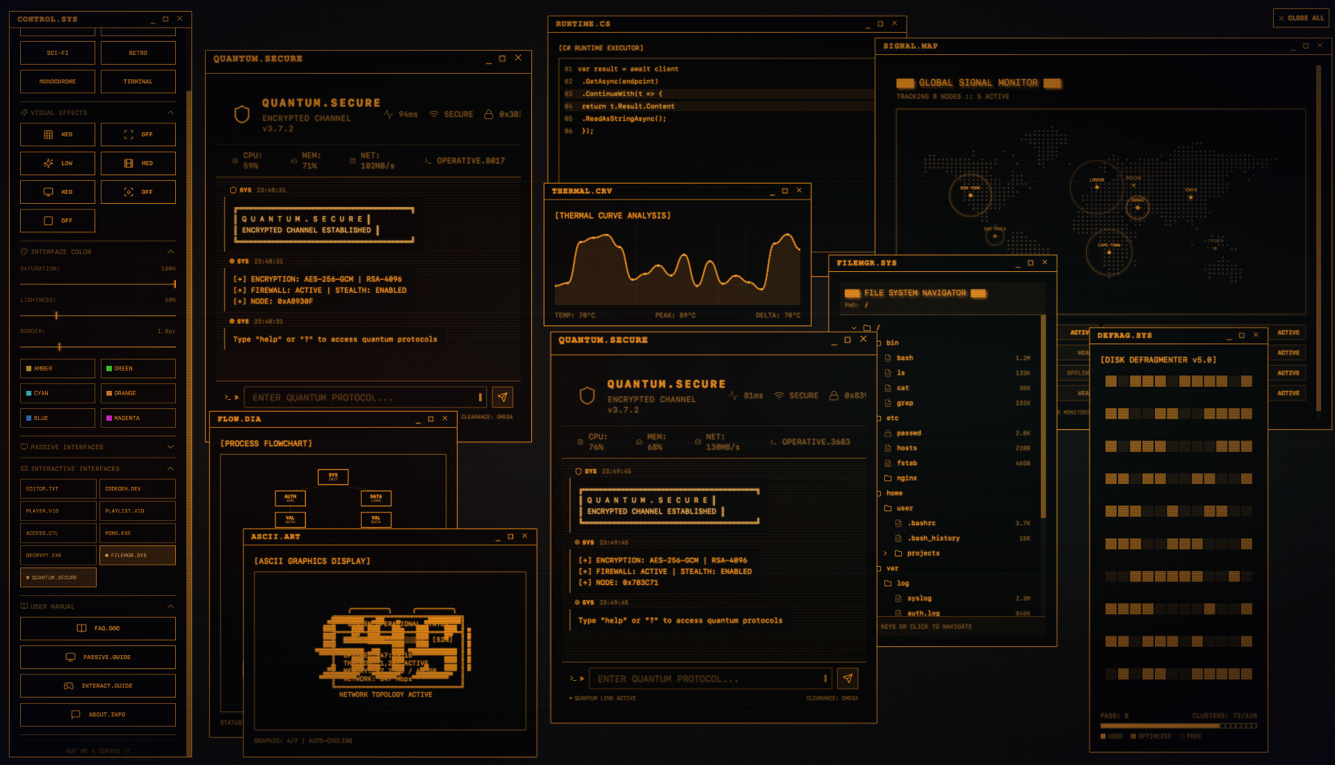 Hollywood UI – Futuristic Hacker Interface Simulator